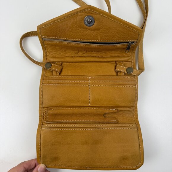 Julia Duren Raingaurded Brown Leather Crossbody Clutch Bag Minimalist Boho - Picture 3 of 9